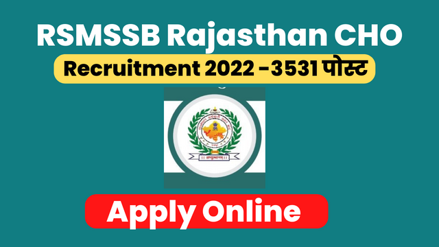RSMSSB Rajasthan CHO Recruitment 2022